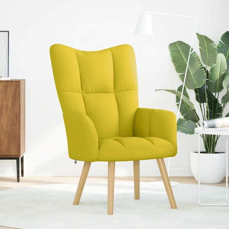 Chaise de relaxation jaune clair tissu - 2
