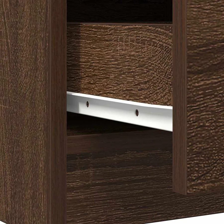 Buffet avec tiroir chêne brun 71x35x65 cm bois d'ingénierie - 12
