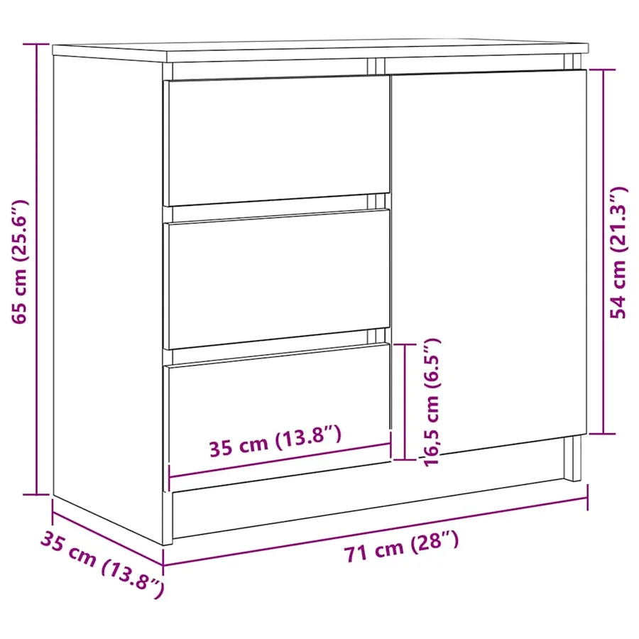 Buffet avec tiroir chêne brun 71x35x65 cm bois d'ingénierie - 14