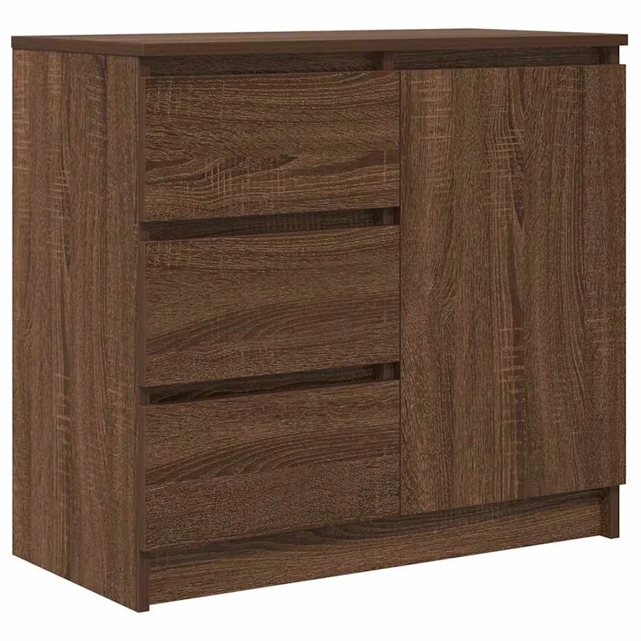 Buffet avec tiroir chêne brun 71x35x65 cm bois d'ingénierie - 2