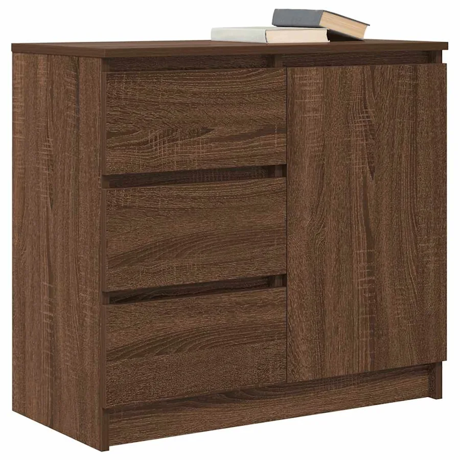 Buffet avec tiroir chêne brun 71x35x65 cm bois d'ingénierie - 4