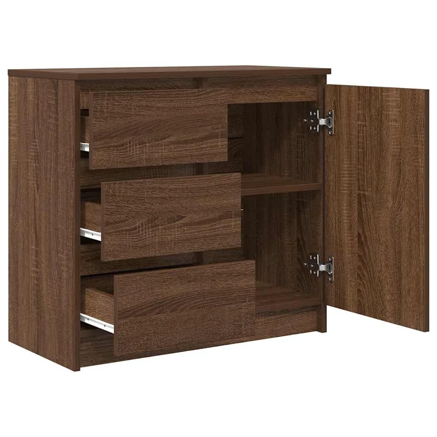 Buffet avec tiroir chêne brun 71x35x65 cm bois d'ingénierie - 5