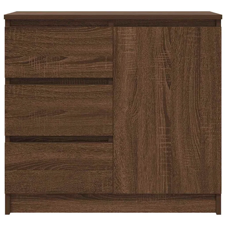 Buffet avec tiroir chêne brun 71x35x65 cm bois d'ingénierie - 6