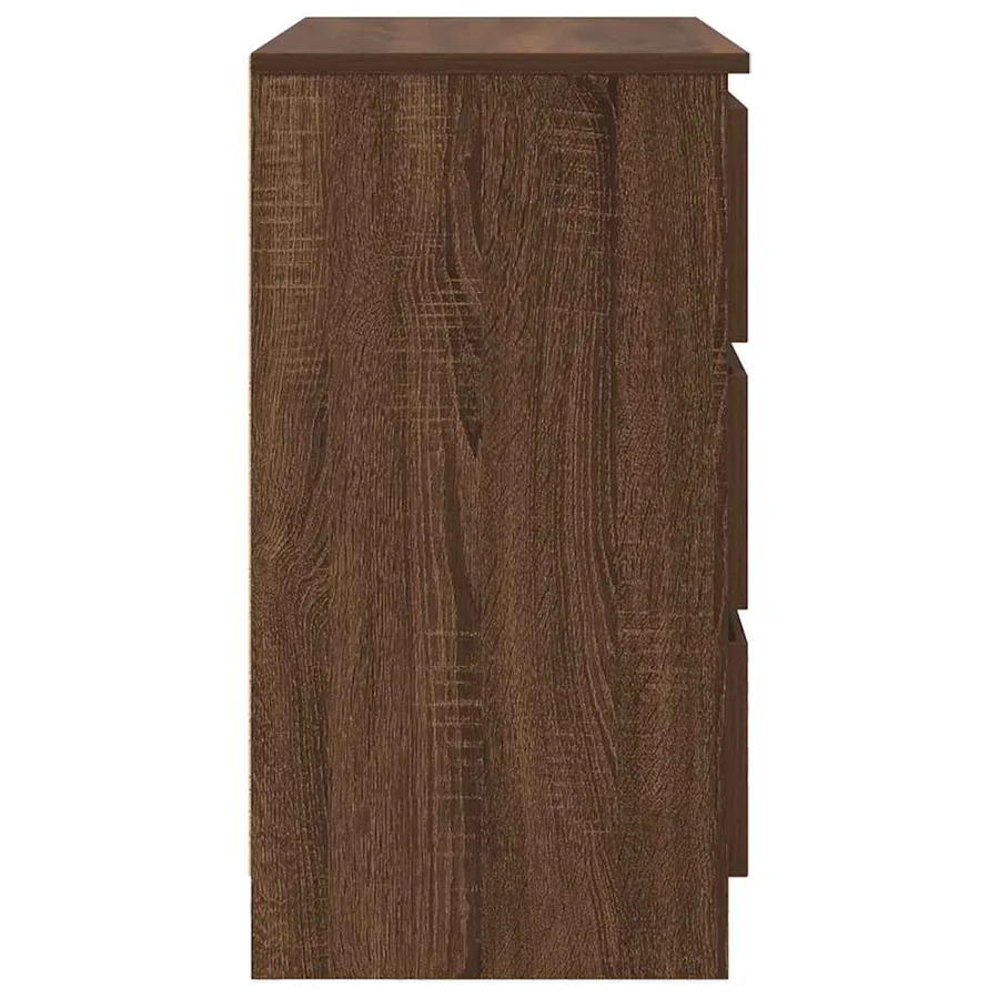 Buffet avec tiroir chêne brun 71x35x65 cm bois d'ingénierie - 7