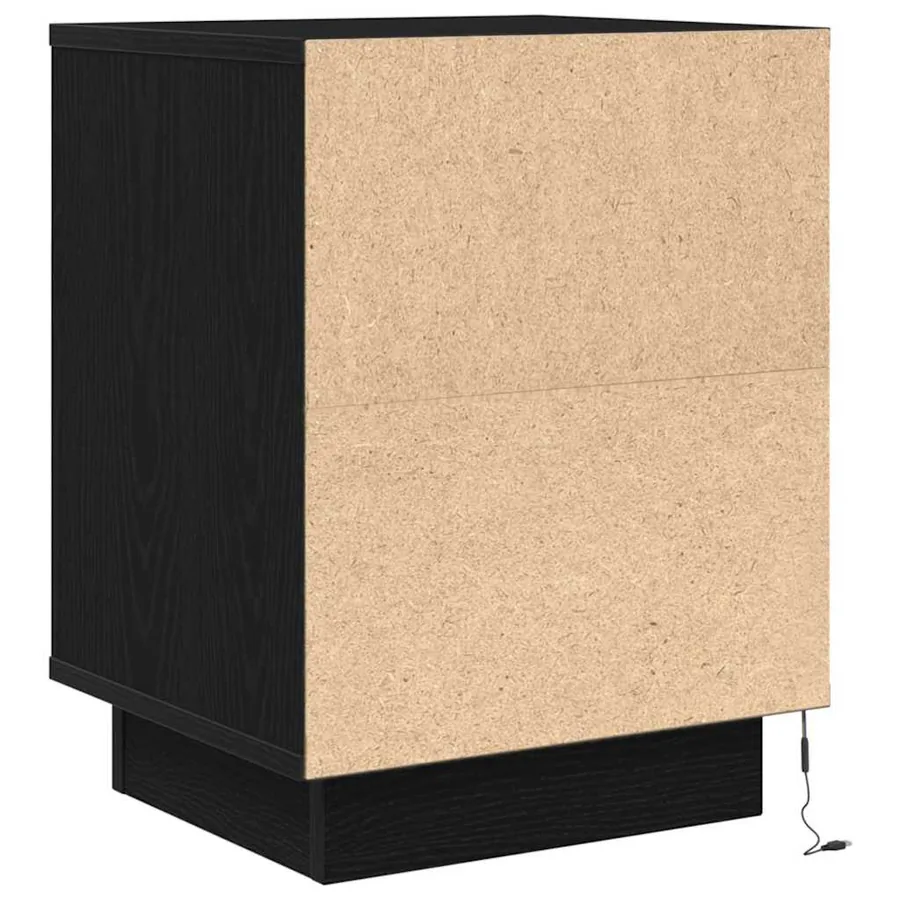 Tables de chevet avec lumières LED 2 pcs noir 38x34x50 cm - 11