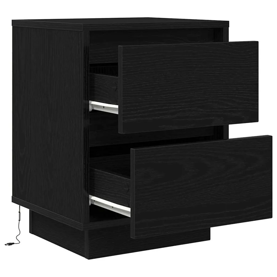 Tables de chevet avec lumières LED 2 pcs noir 38x34x50 cm - 8