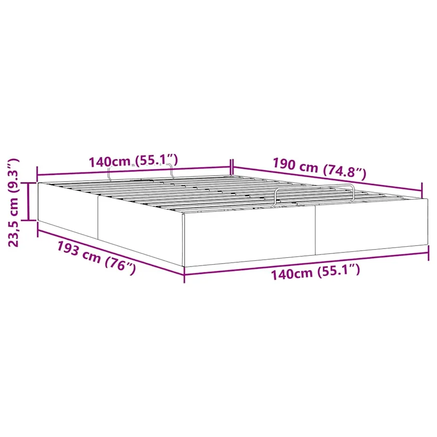 Cadre de lit ottoman sans matelas gris clair 140x190 cm velours - 14