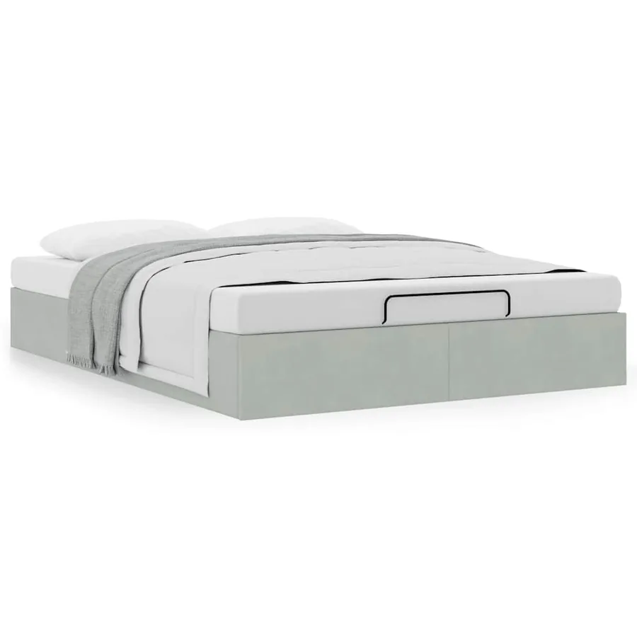 Cadre de lit ottoman sans matelas gris clair 140x190 cm velours - 4