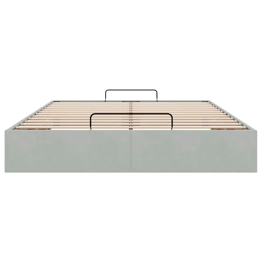 Cadre de lit ottoman sans matelas gris clair 140x190 cm velours - 7