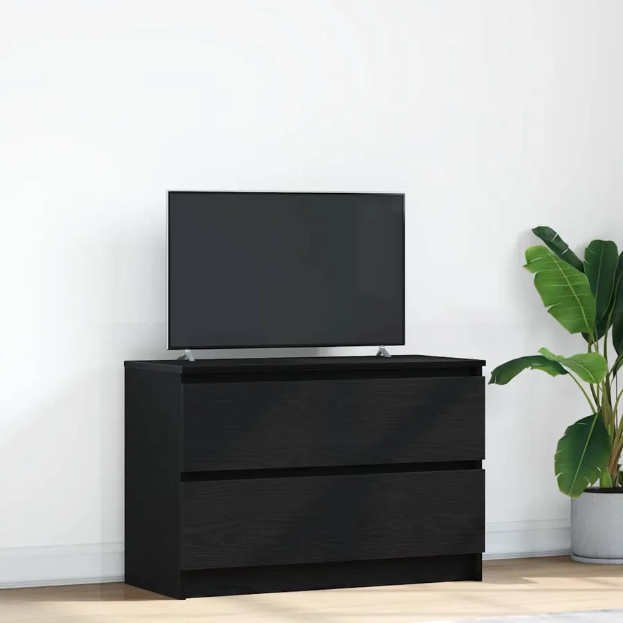 Meuble TV noir 80x35x54 cm bois d'ingénierie