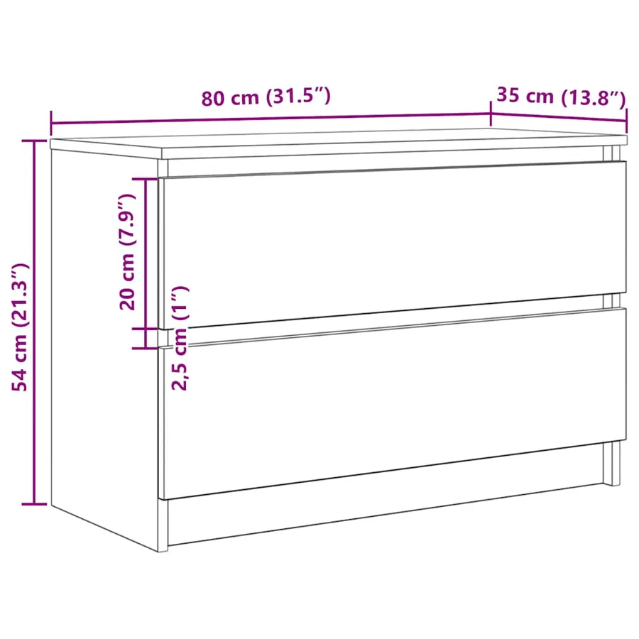 Meuble TV noir 80x35x54 cm bois d'ingénierie - 12