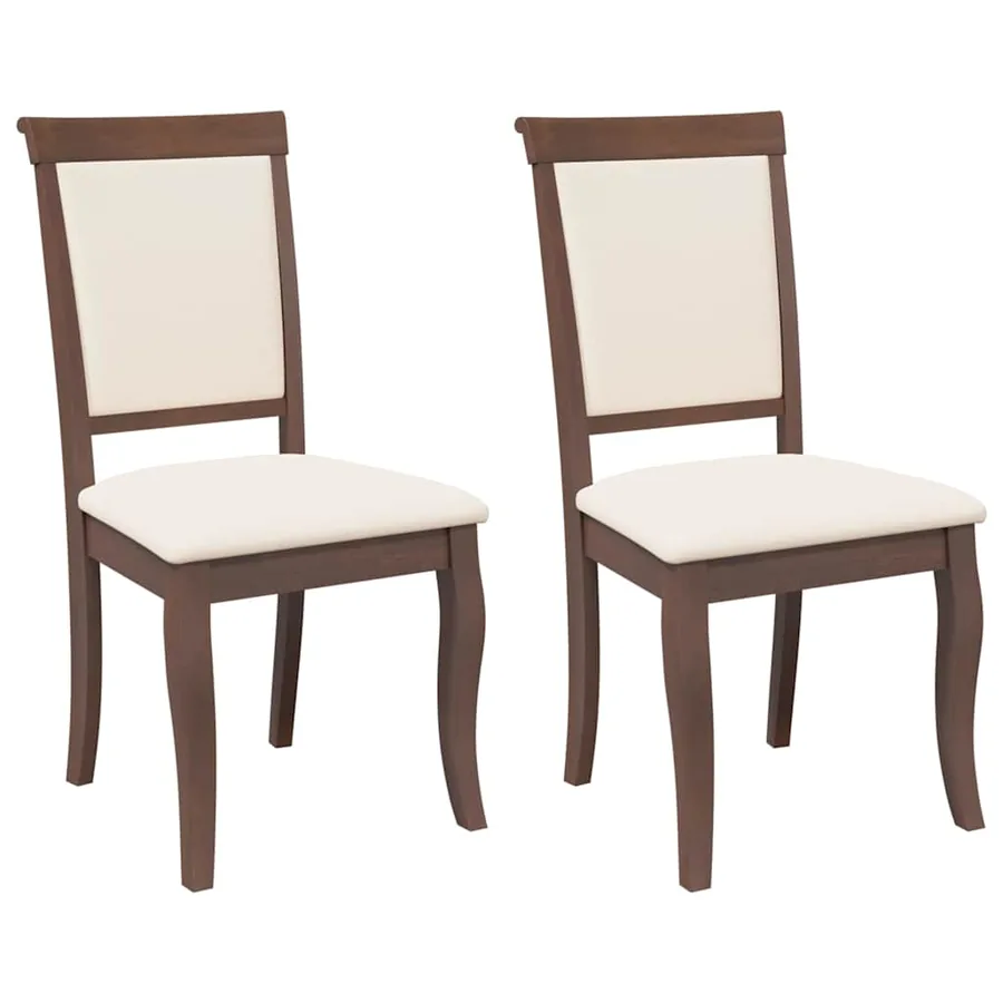 Chaises à manger coussins 2 pcs marron bois massif caoutchouc - 2