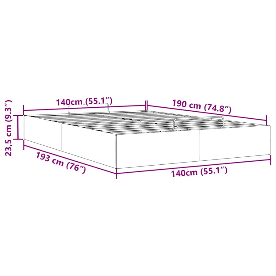 Cadre de lit ottoman sans matelas noir 140x190 cm velours - 14