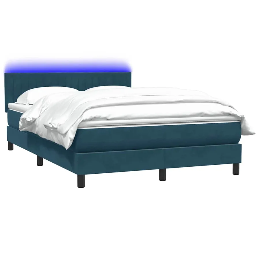 Sommier à lattes de lit et matelas et LED Bleu foncé 160x220cm Velours - 3