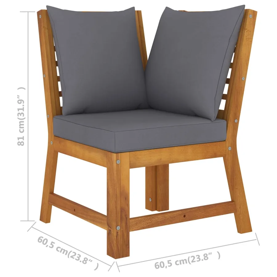 Salon de jardin 9 pcs avec coussin Bois d'acacia solide - 13