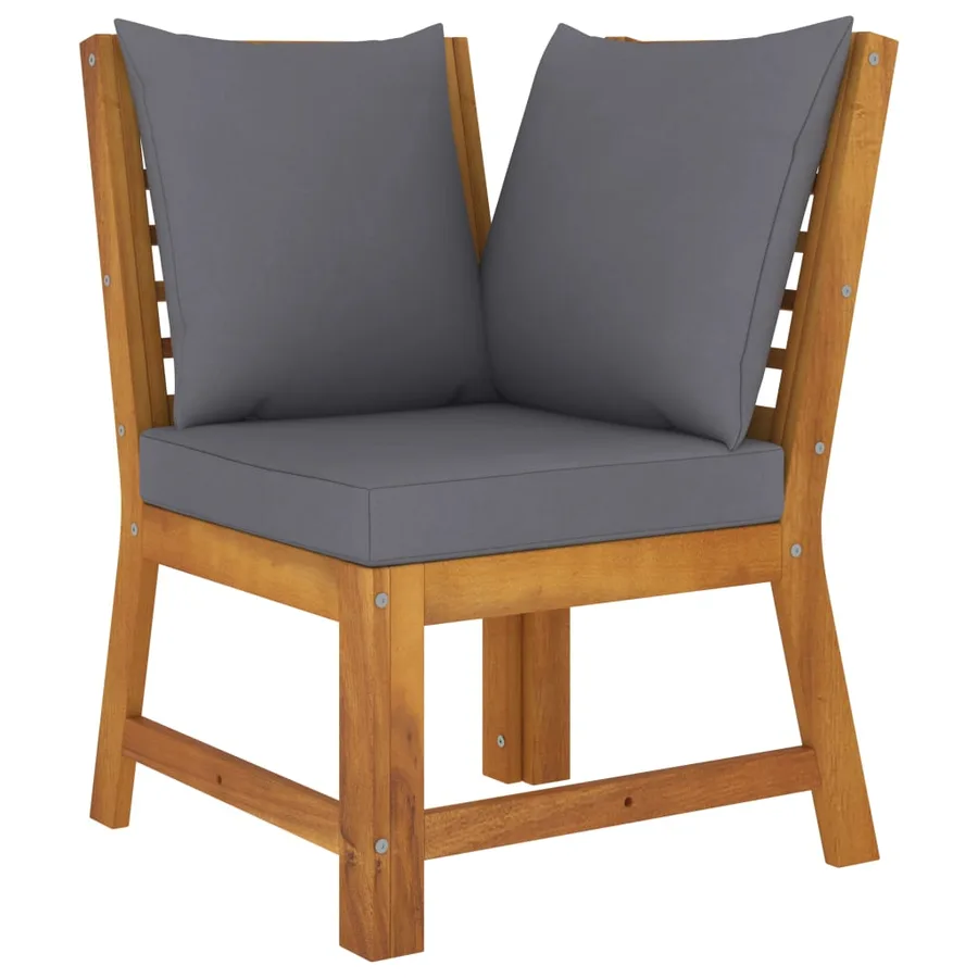Salon de jardin 9 pcs avec coussin Bois d'acacia solide - 6