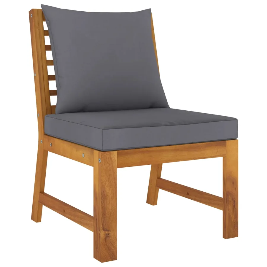 Salon de jardin 9 pcs avec coussin Bois d'acacia solide - 7