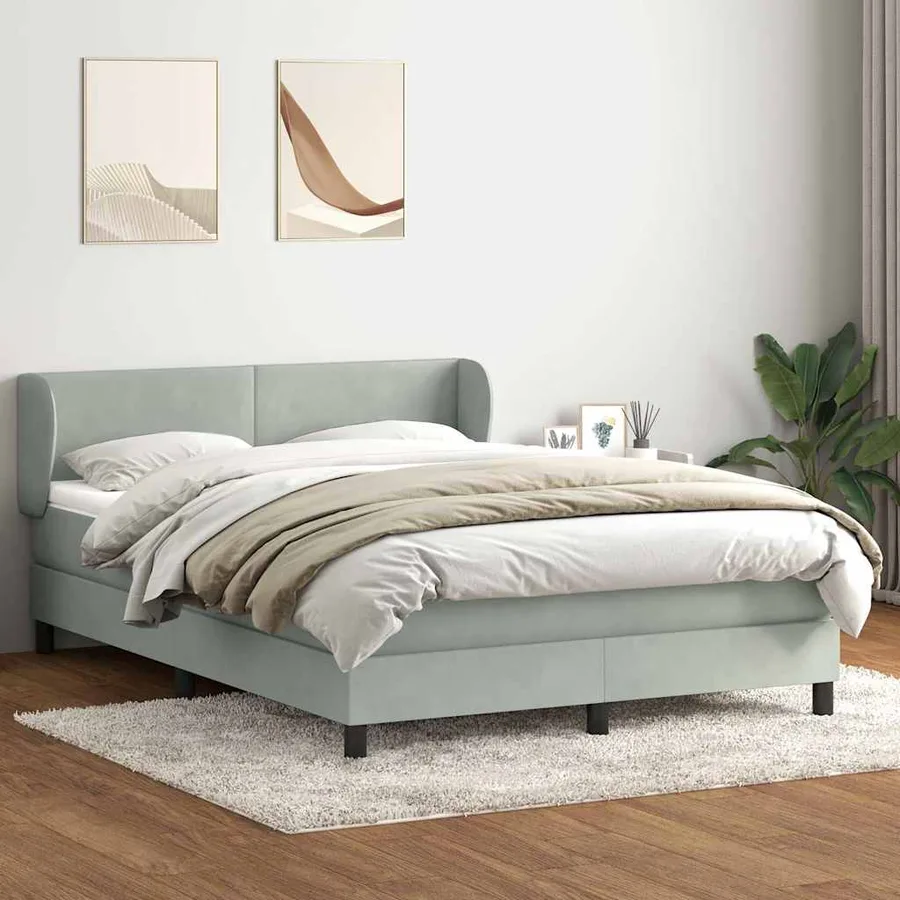 Sommier à lattes de lit et matelas gris clair 160x220cm velours - 3
