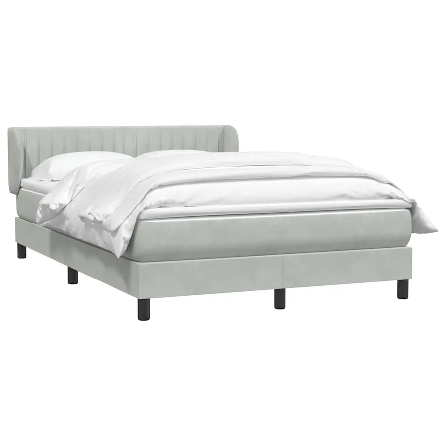 Sommier à lattes de lit et matelas gris clair 160x220cm velours - 3