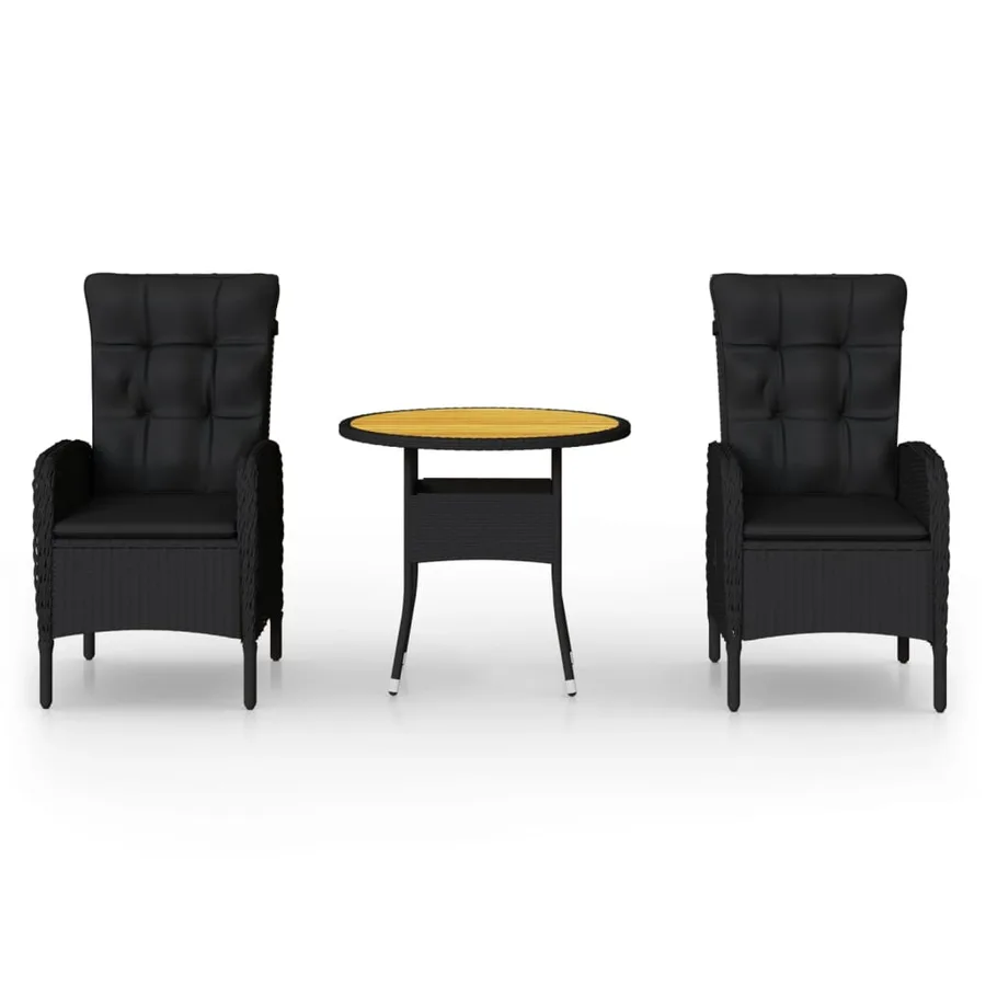 Ensemble de bistro de jardin 3 pcs Résine tressée Noir - 2