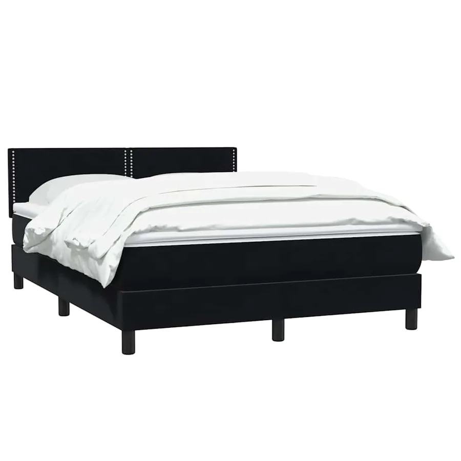 Sommier à lattes de lit avec matelas noir 140x220 cm velours - 3