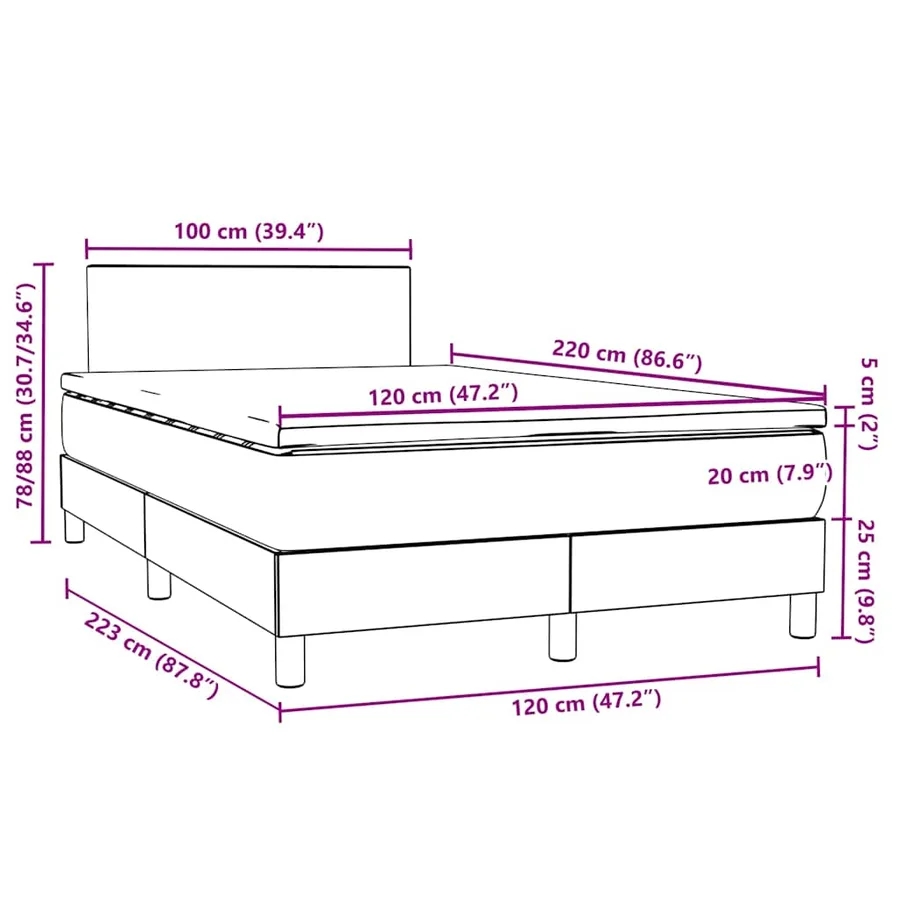 Sommier à lattes de lit avec matelas rose 120x220 cm velours - 12