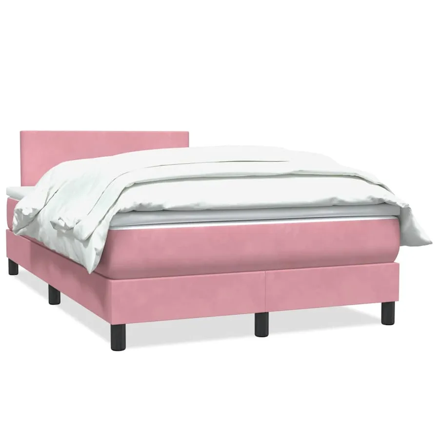 Sommier à lattes de lit avec matelas rose 120x220 cm velours - 2
