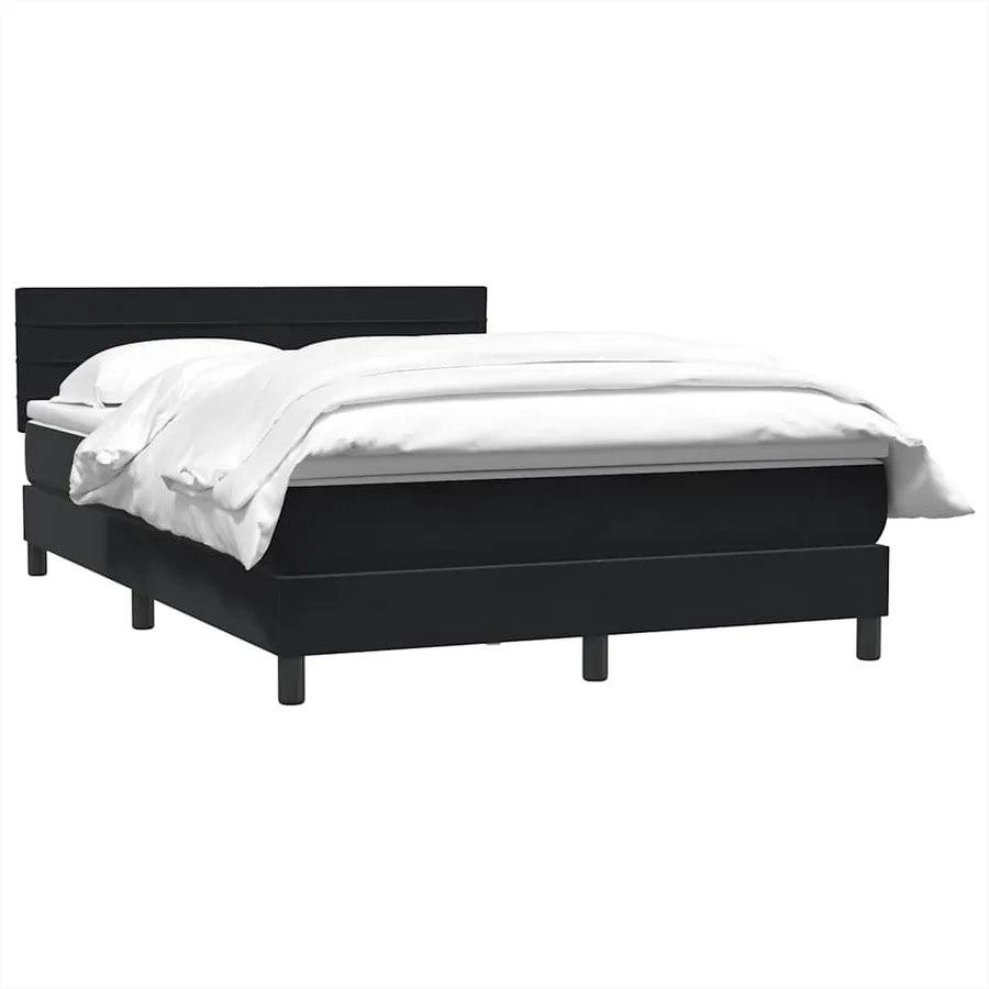 Sommier à lattes de lit avec matelas noir 140x220 cm velours - 3