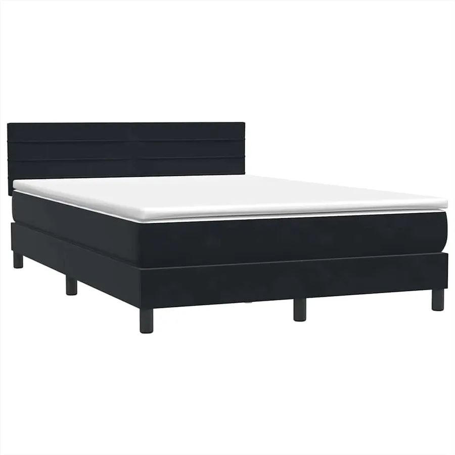 Sommier à lattes de lit avec matelas noir 140x220 cm velours - 4