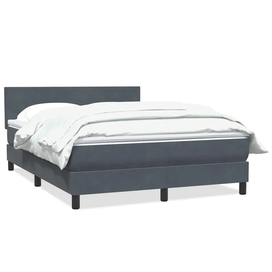 Sommier à lattes de lit et matelas gris foncé 160x220cm velours - 2