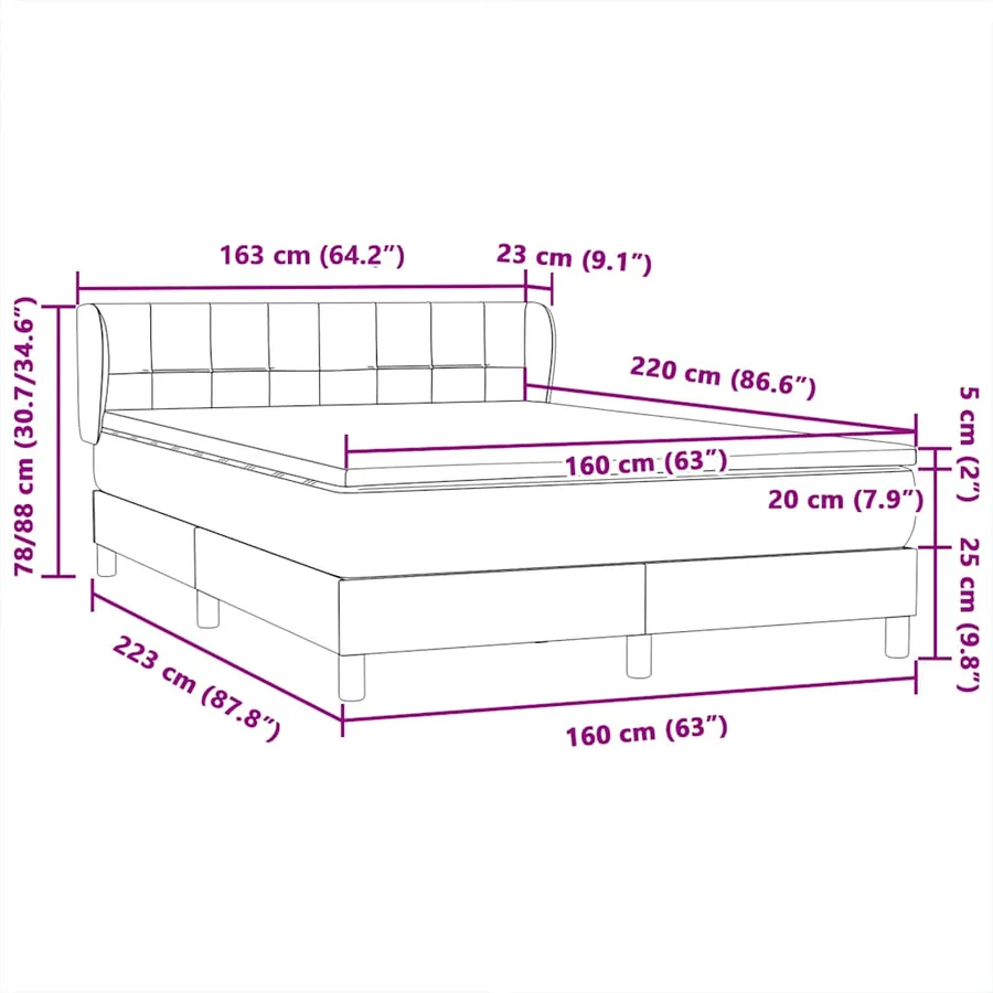 Sommier à lattes de lit et matelas gris clair 160x220cm velours - 12