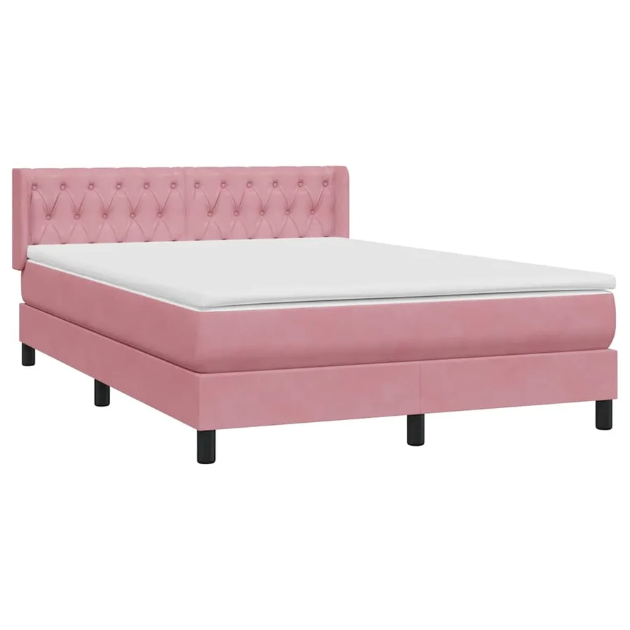 Sommier à lattes de lit avec matelas rose 160x220 cm velours - 4