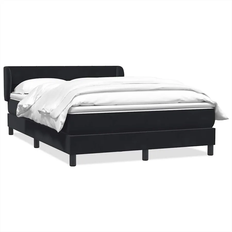 Sommier à lattes de lit avec matelas noir 140x220 cm velours - 2