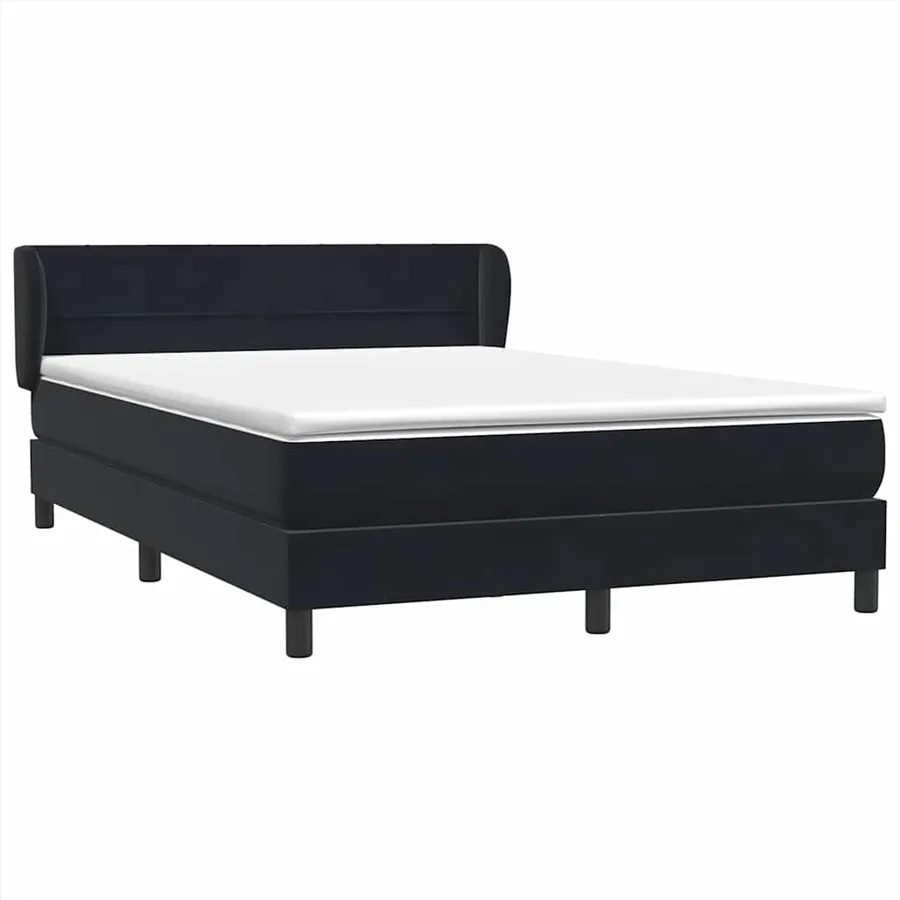 Sommier à lattes de lit avec matelas noir 140x220 cm velours - 4