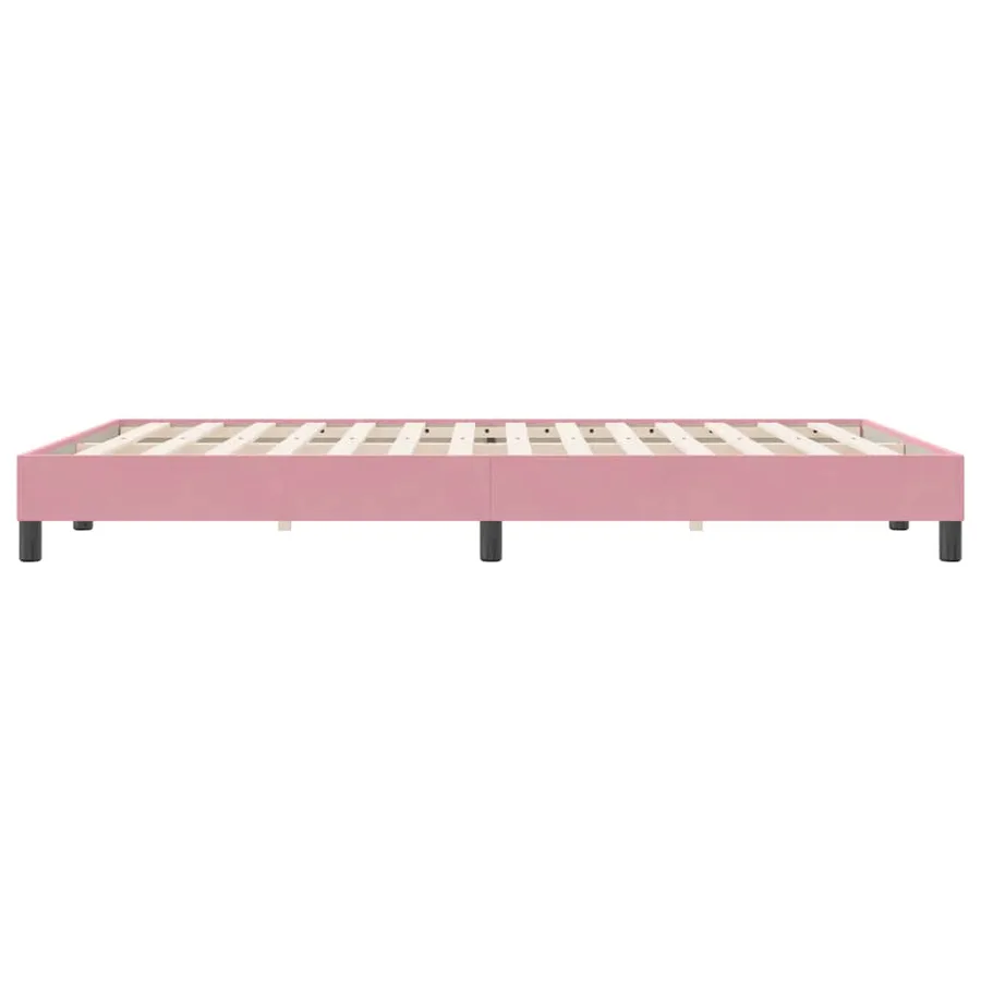Sommier à lattes de lit sans matelas rose 140x220 cm velours - 6