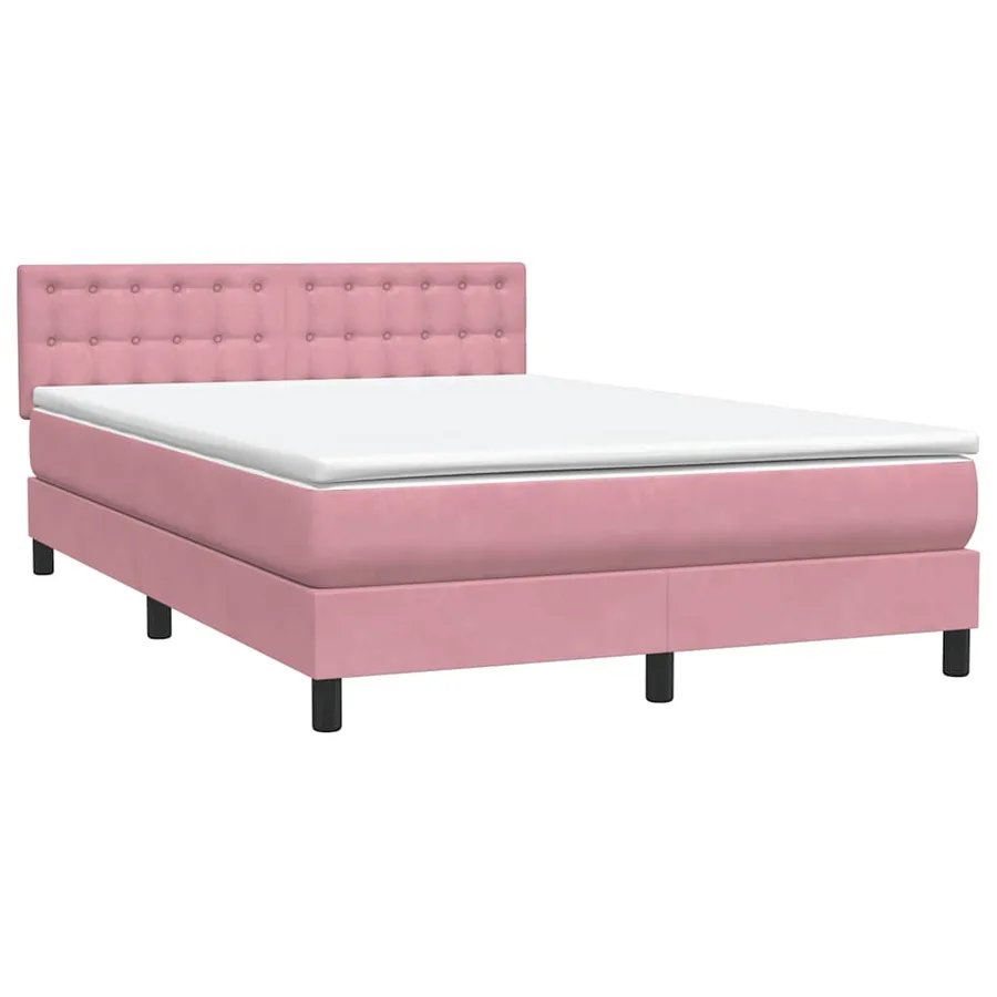 Sommier à lattes de lit avec matelas rose 160x220 cm velours - 4