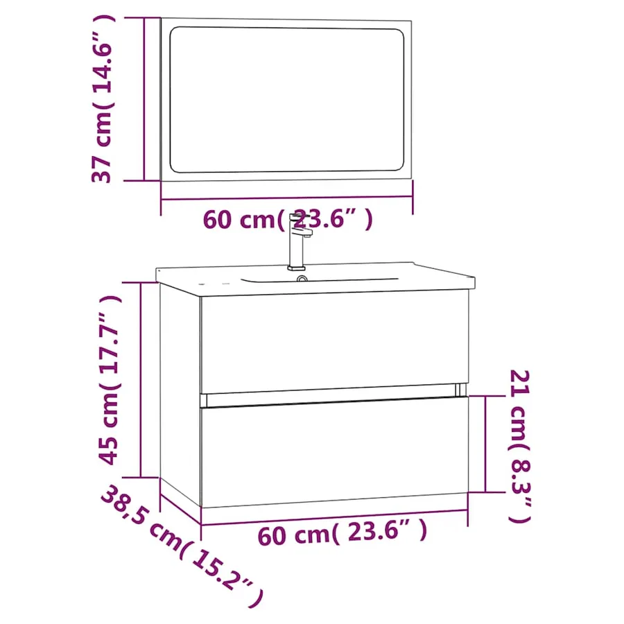 Ensemble de meubles de salle de bain 2 pcs Chêne fumé - 10