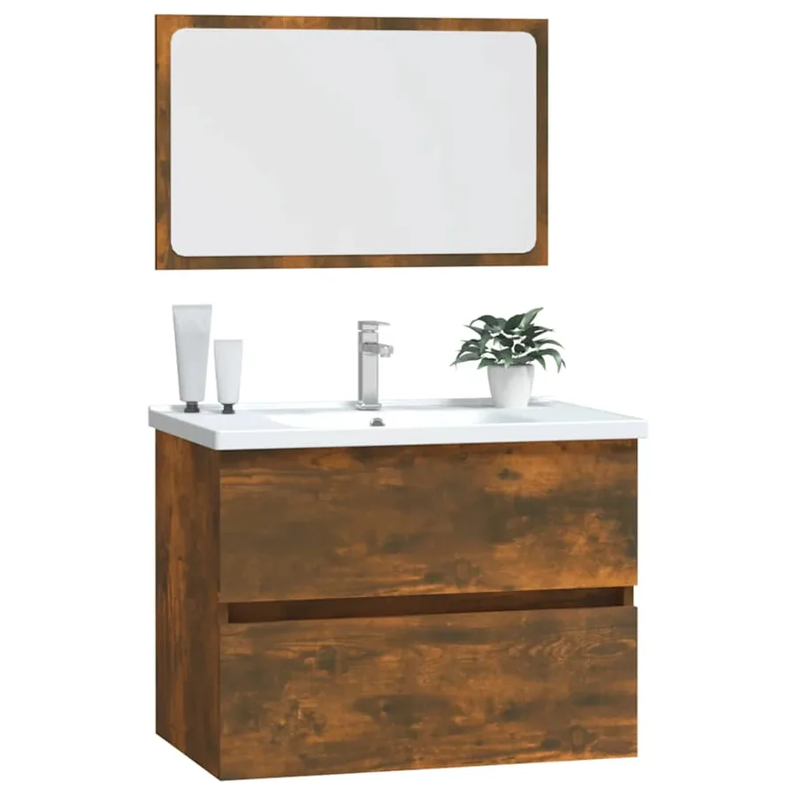 Ensemble de meubles de salle de bain 2 pcs Chêne fumé - 4