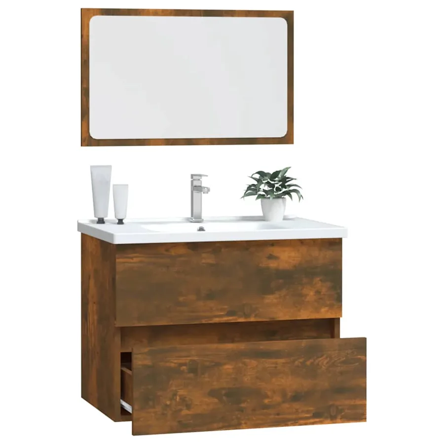 Ensemble de meubles de salle de bain 2 pcs Chêne fumé - 5