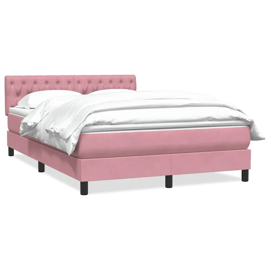 Sommier à lattes de lit avec matelas rose 160x220 cm velours - 2