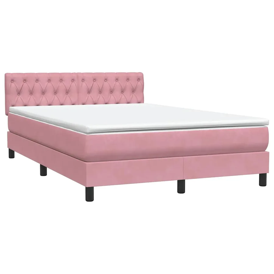 Sommier à lattes de lit avec matelas rose 160x220 cm velours - 4
