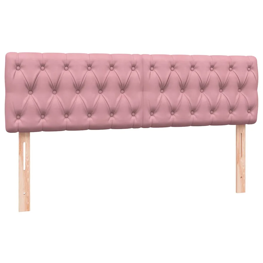 Sommier à lattes de lit avec matelas et LED rose 160x220 cm velours - 7