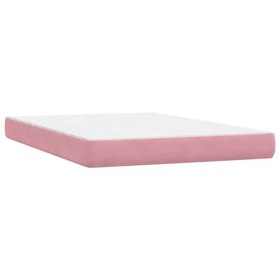 Sommier à lattes de lit avec matelas et LED rose 160x220 cm velours - 8