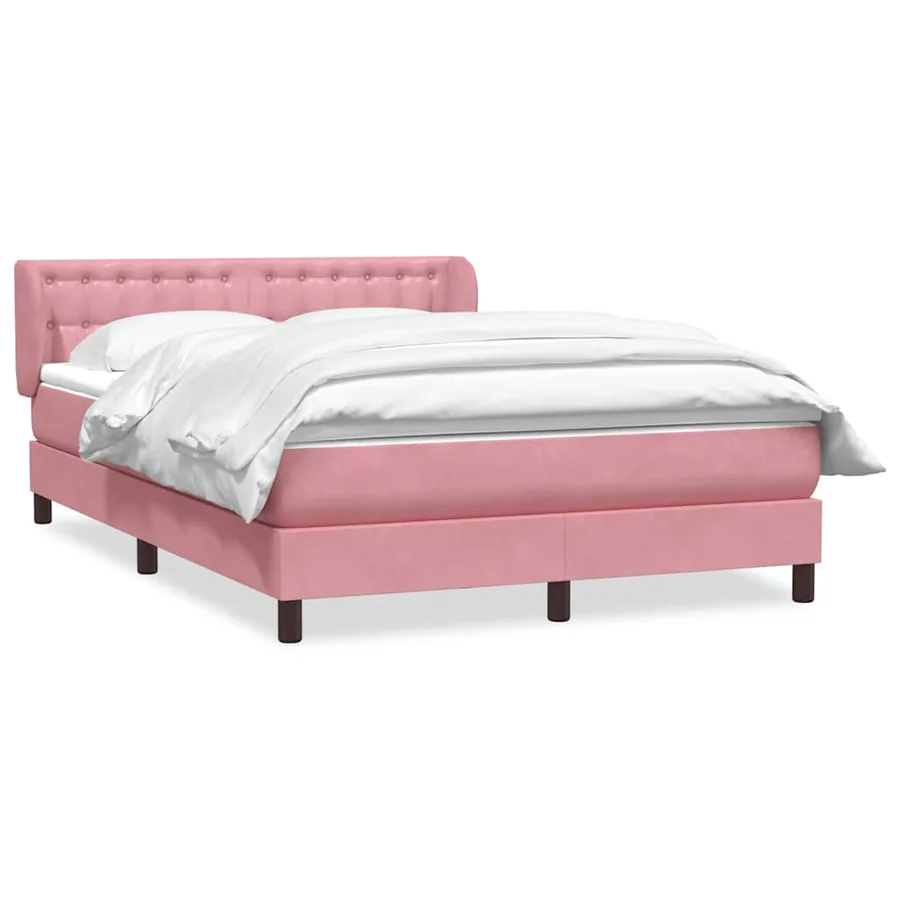 Sommier à lattes de lit avec matelas rose 140x220 cm velours - 2