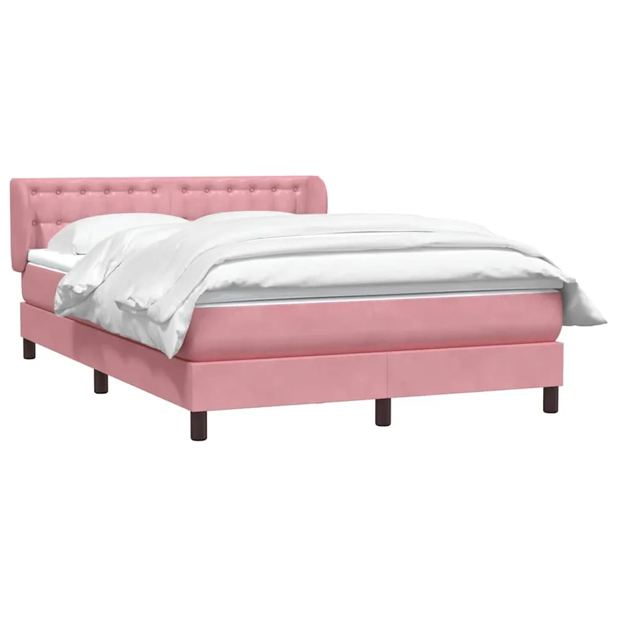 Sommier à lattes de lit avec matelas rose 140x220 cm velours - 3