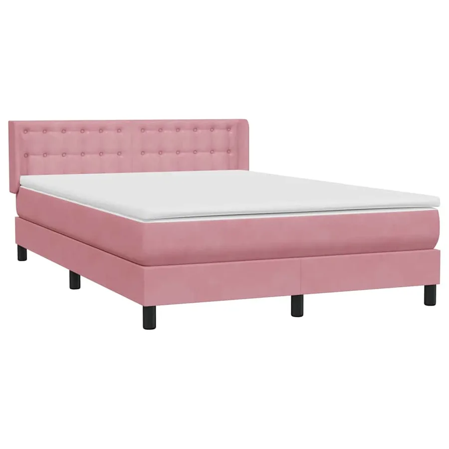 Sommier à lattes de lit avec matelas rose 140x220 cm velours - 4