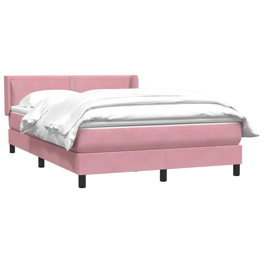 Sommier à lattes de lit avec matelas rose 160x220 cm velours - 3