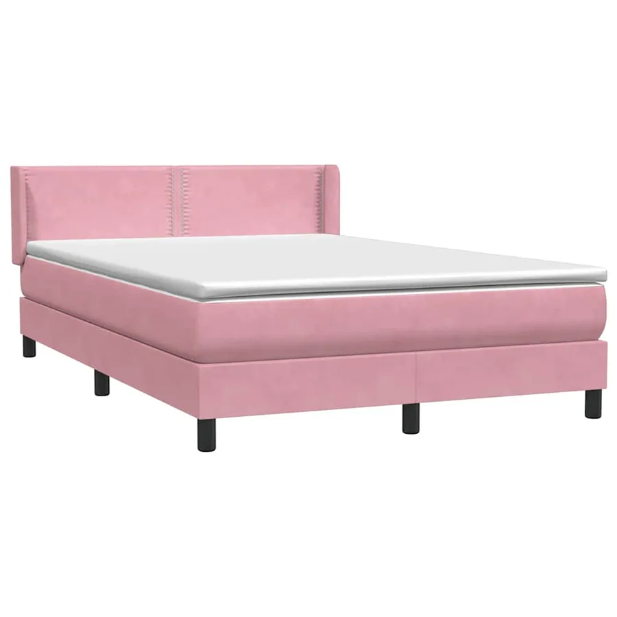 Sommier à lattes de lit avec matelas rose 160x220 cm velours - 4