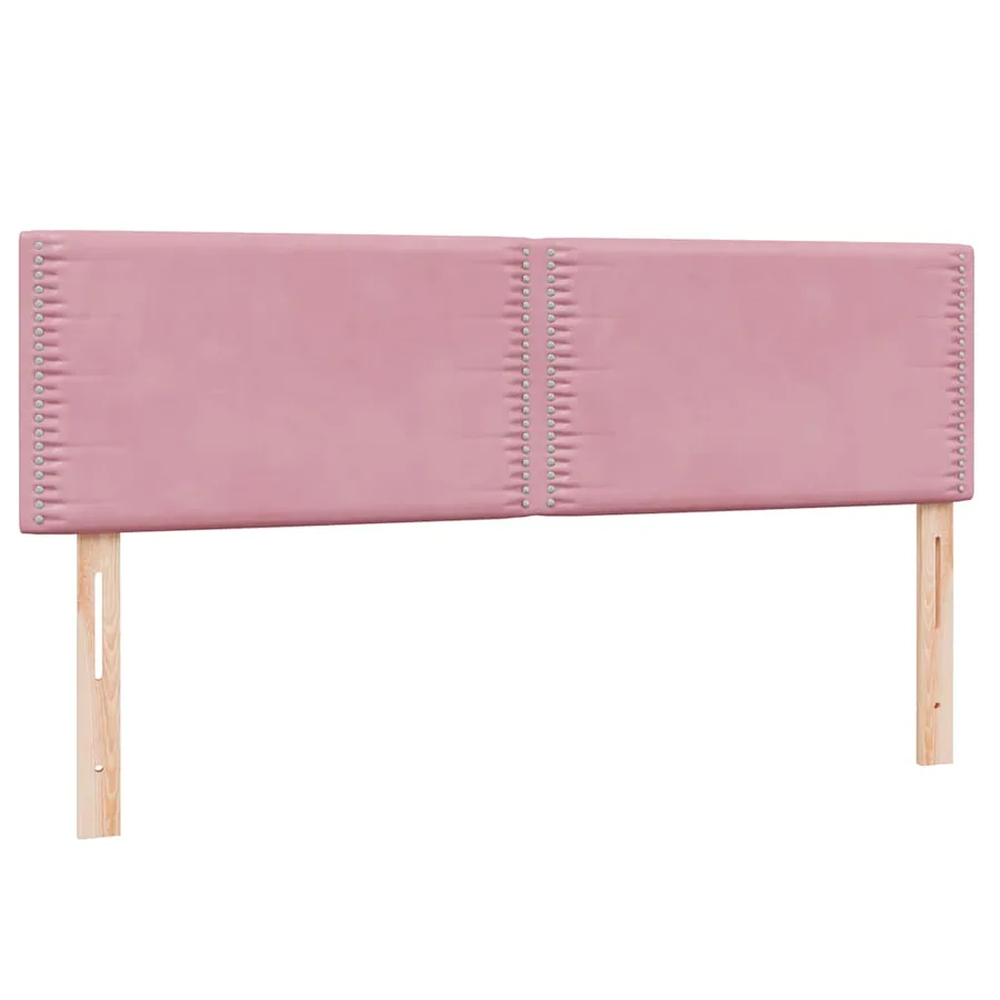 Sommier à lattes de lit avec matelas rose 160x220 cm velours - 7
