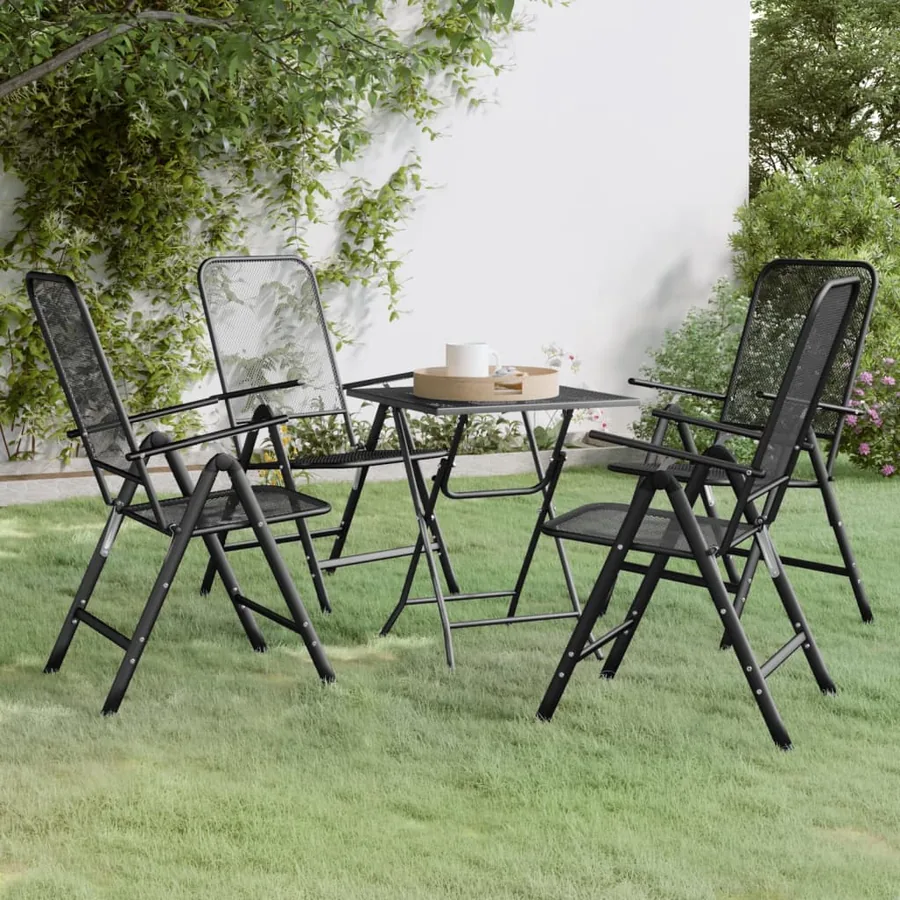Ensemble à manger de jardin 5 pcs Maille Métal Anthracite